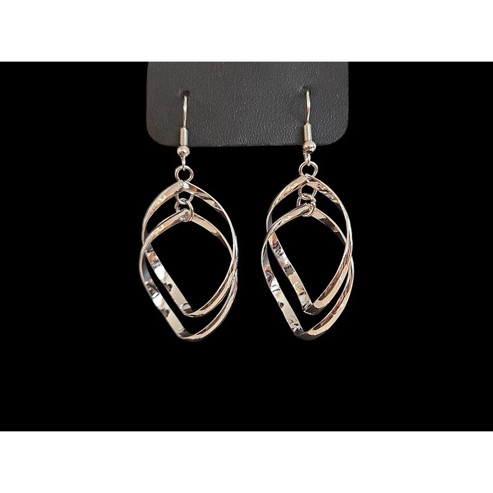 6 Pair Silver Tone Earring‎ Set Leaf Spiral Filigree Geometric Drop Dangle NEW